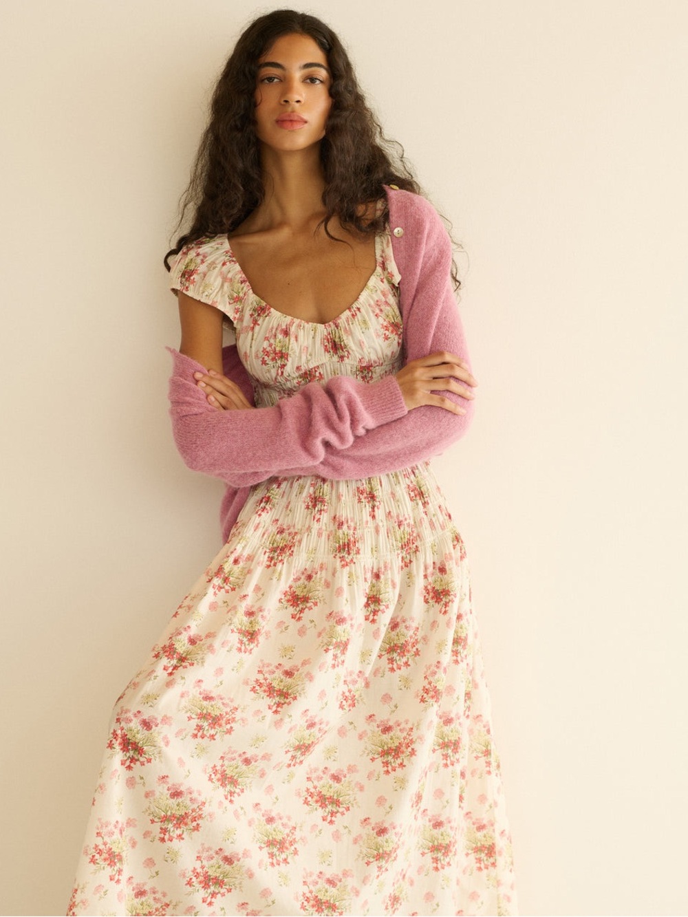 DOEN QUINETTE DRESS -- IVORY LANTANA FLORAL